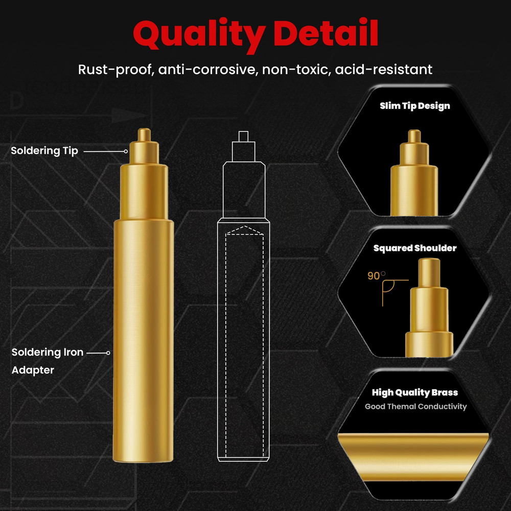 6Pcs Soldering Tips/Heat Set Insert Tips for Thread 03 Tip Change - 7 Sizes