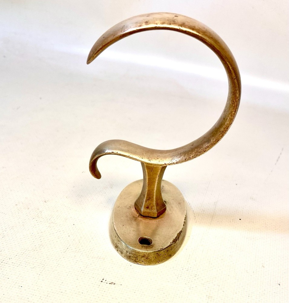 ANTIQUE FIREPLACE BRASS JAMB HOOK