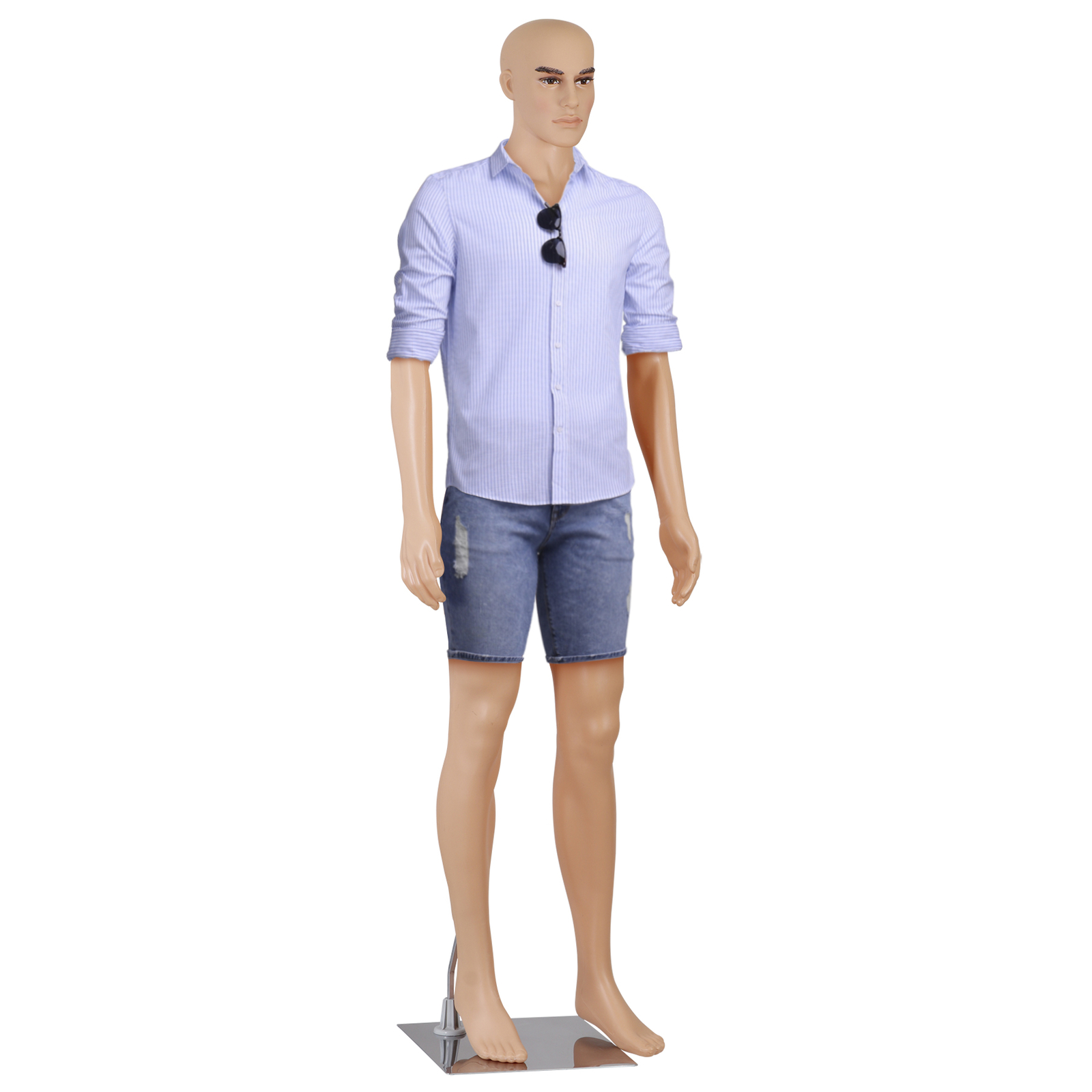 Adjustable Male Mannequin Egghead Plastic Full Body Dress Form Display Base 72"