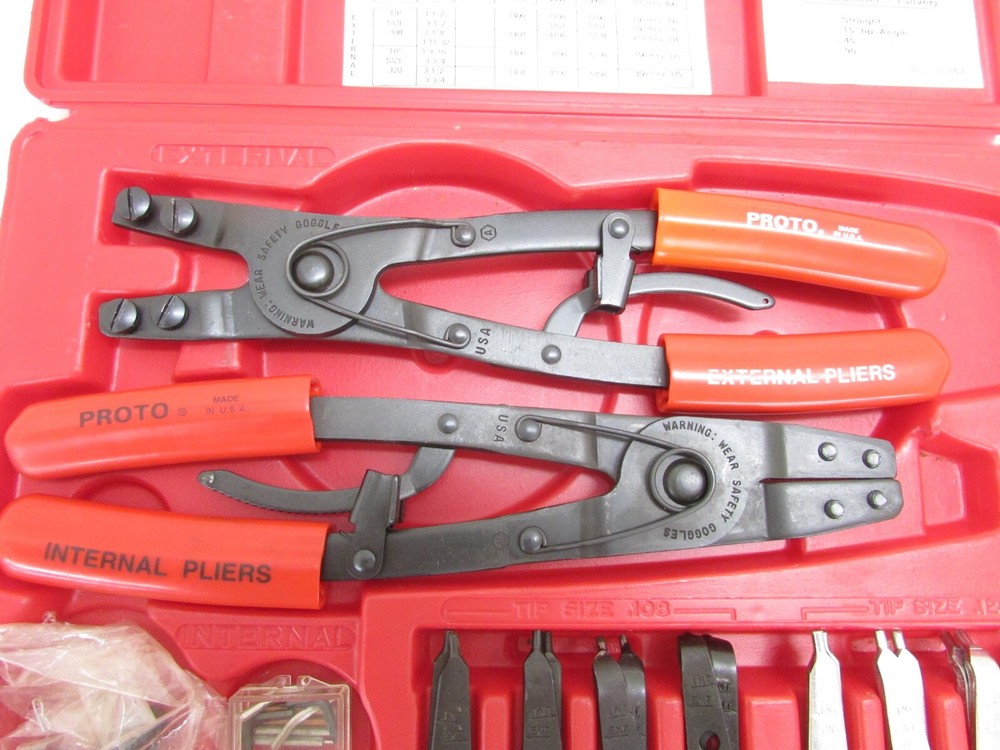 NICE! PROTO TOOLS HEAVY DUTY REPLACEABLE TIP RETAINING RING PLIER SET, No. 361