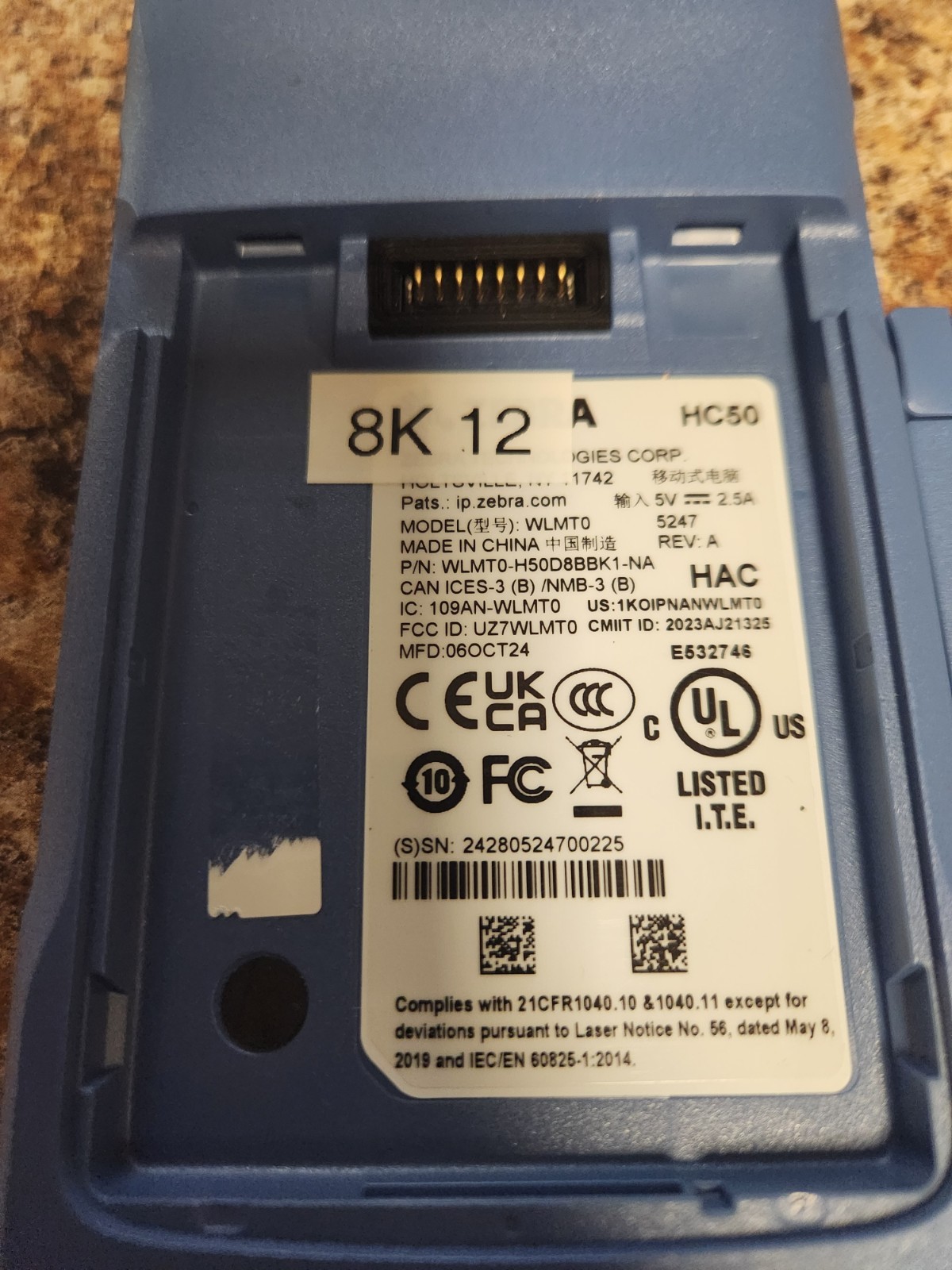 Zebra HC50 WLMT0-H50D8BBK1-NA Handheld Computer