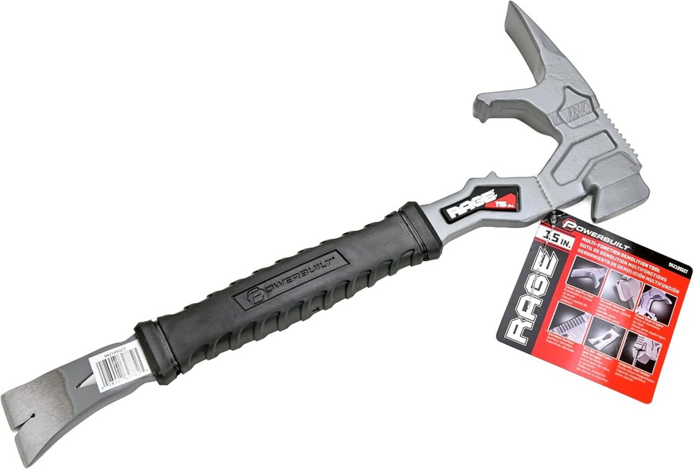 Powerbuilt 15 Inch Multi-Function Demolition Tool, Hammer, Nail Puller, Magnetic