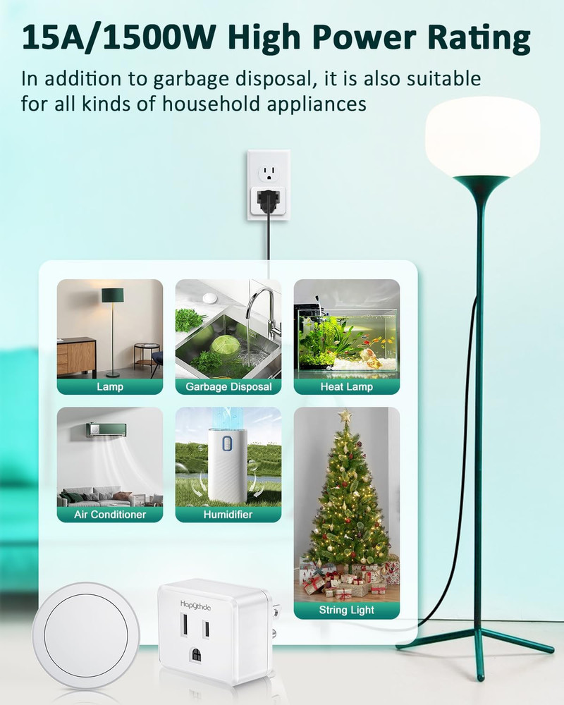 Garbage Disposal Wireless Switch Kit, Remote Control Outlet, No Drilling On Sink
