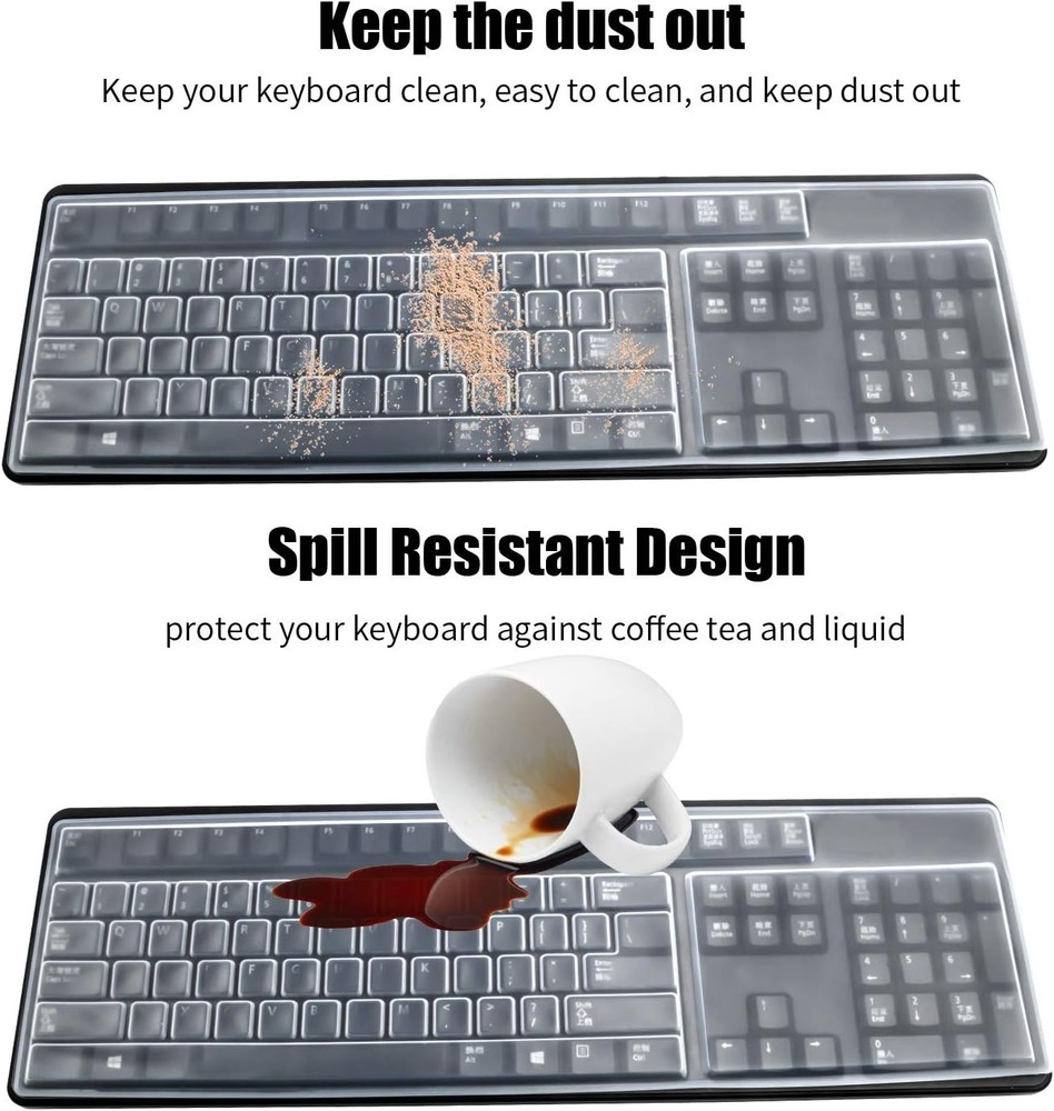 2 Pack Clear Desktop Computer Keyboard Protection Skin Protector Cover for PC...