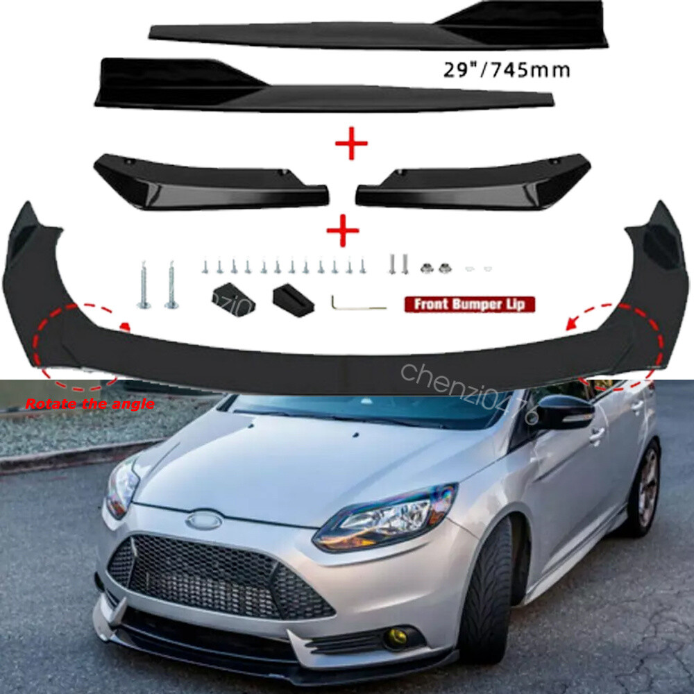 Front Bumper Lower Lip+Rear Diffuser+29" Side Skirts For Ford Focus 12-14