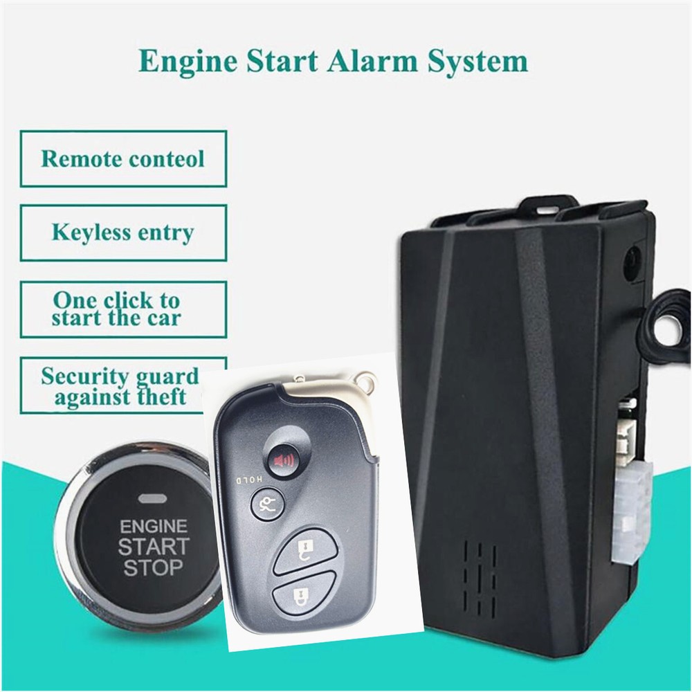 Car Keyless Entry Engine Start Security Alarm System Push Button Remote Control