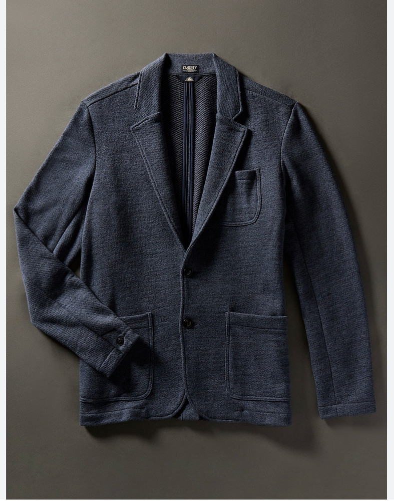 Faherty Inlet Knit Blazer - Deep Navy Melange Large