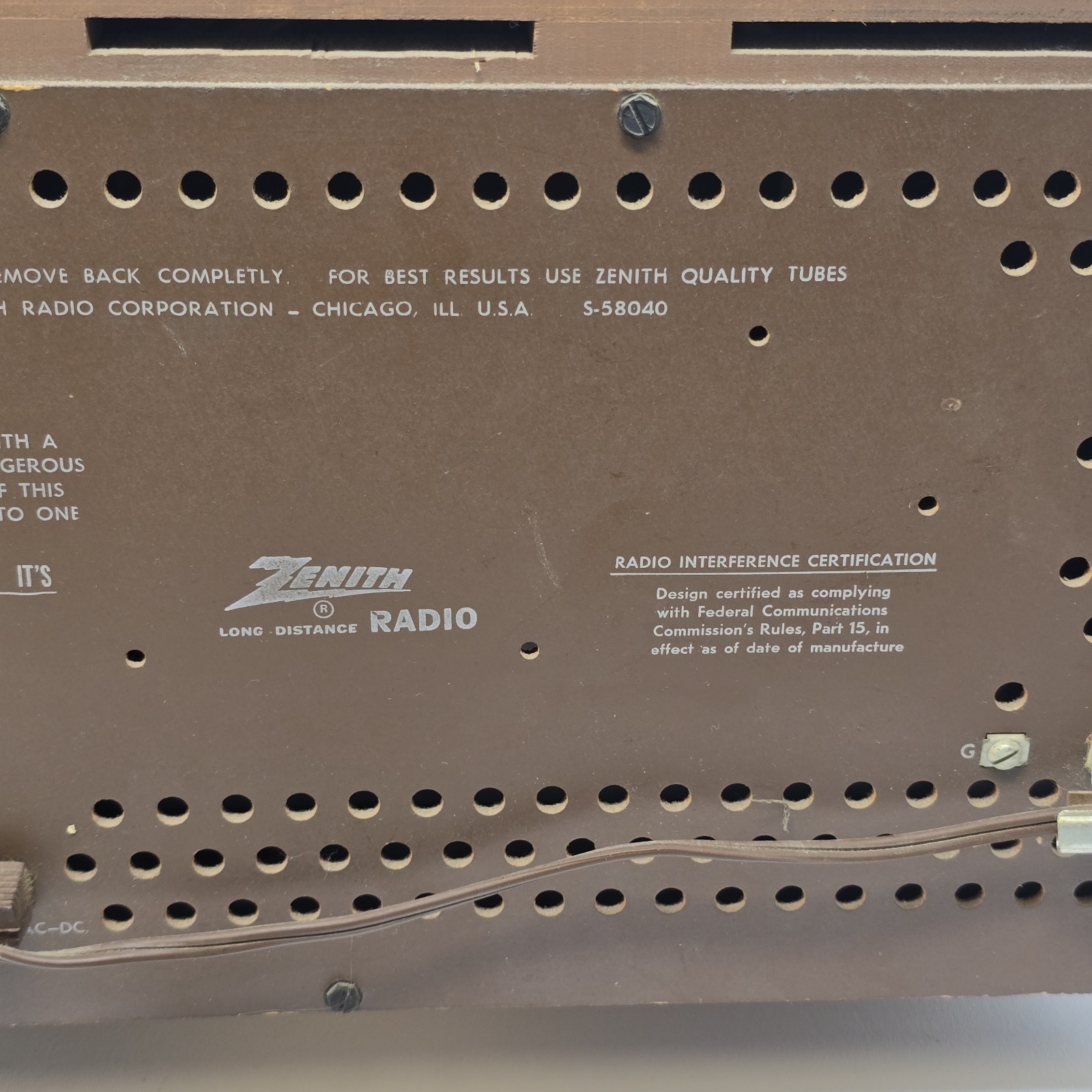 Vintage Zenith Model K731 Tube Long Distance Radio AM/FM Tested Works