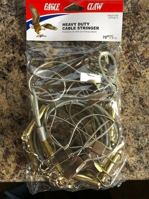 EAGLE CLAW 70" 10-Hook Sliding Snap Coated Cable Stringer - STPCB-70
