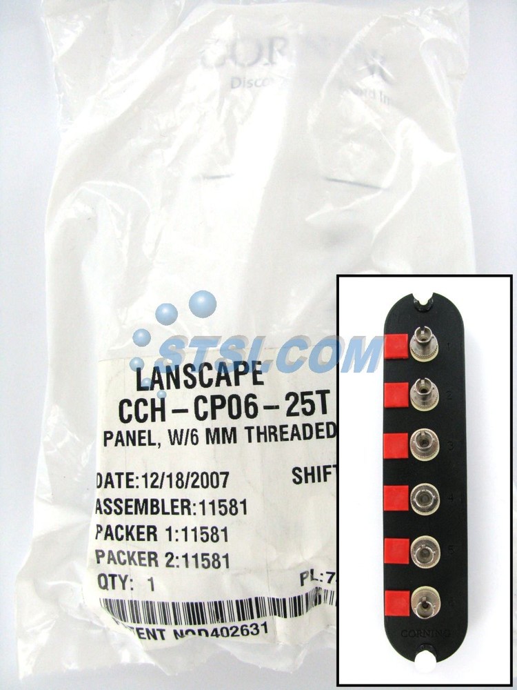 Corning CCH-CP06-25T Patch Panel, 6 ST Simplex OM1 Multimode 62.5 Adapters ~STSI