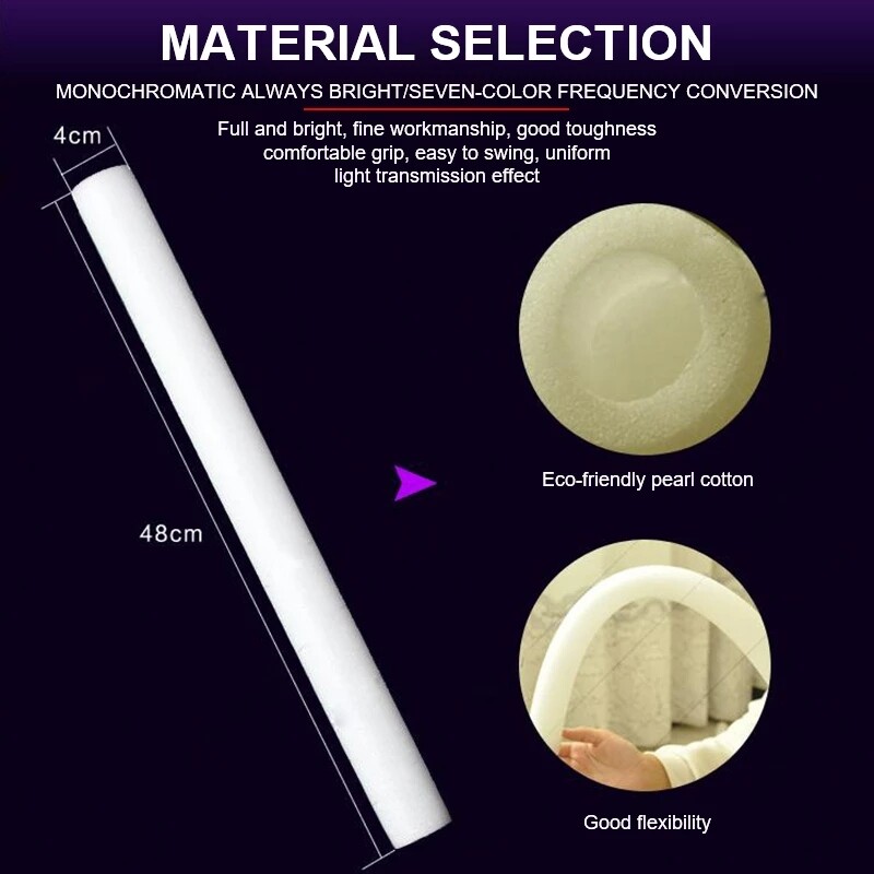 100pcs LED Glow Sticks Flashing Light Sticks Rally Party Light Up Foam Sticks