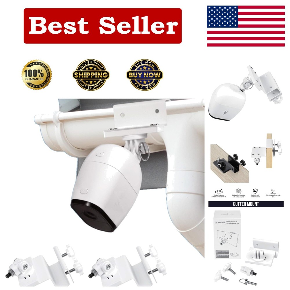 Weatherproof Gutter Mount 2-Pack for Arlo Pro Series - Secure & Adjustable