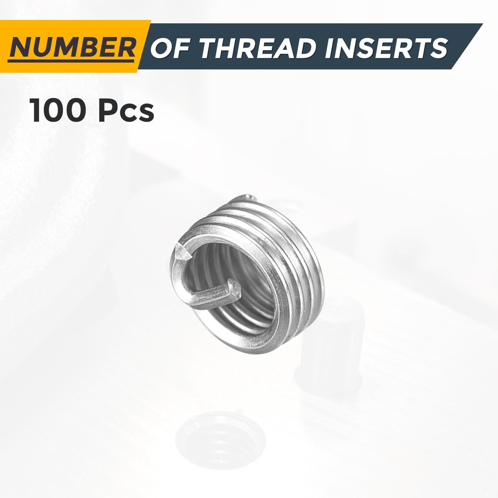 100pcs Wire Thread Inserts M4 x 0.7 x 1D Metric Helical Threaded Sleeve