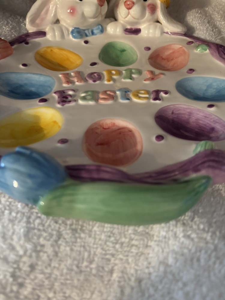 Deviled Egg Platter Hoppy Easter Bunny & Tulip