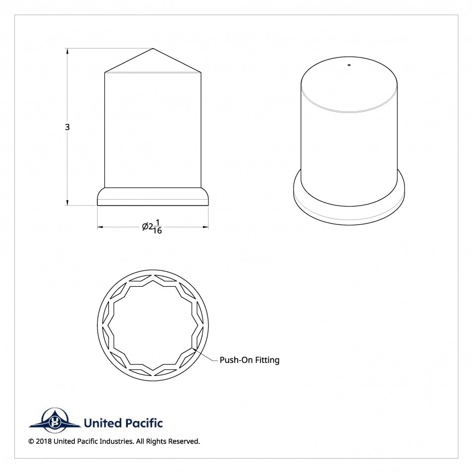 1 1/2" x 3" Chrome Plastic Pointed Nut Covers - Push-On - 10 Pack