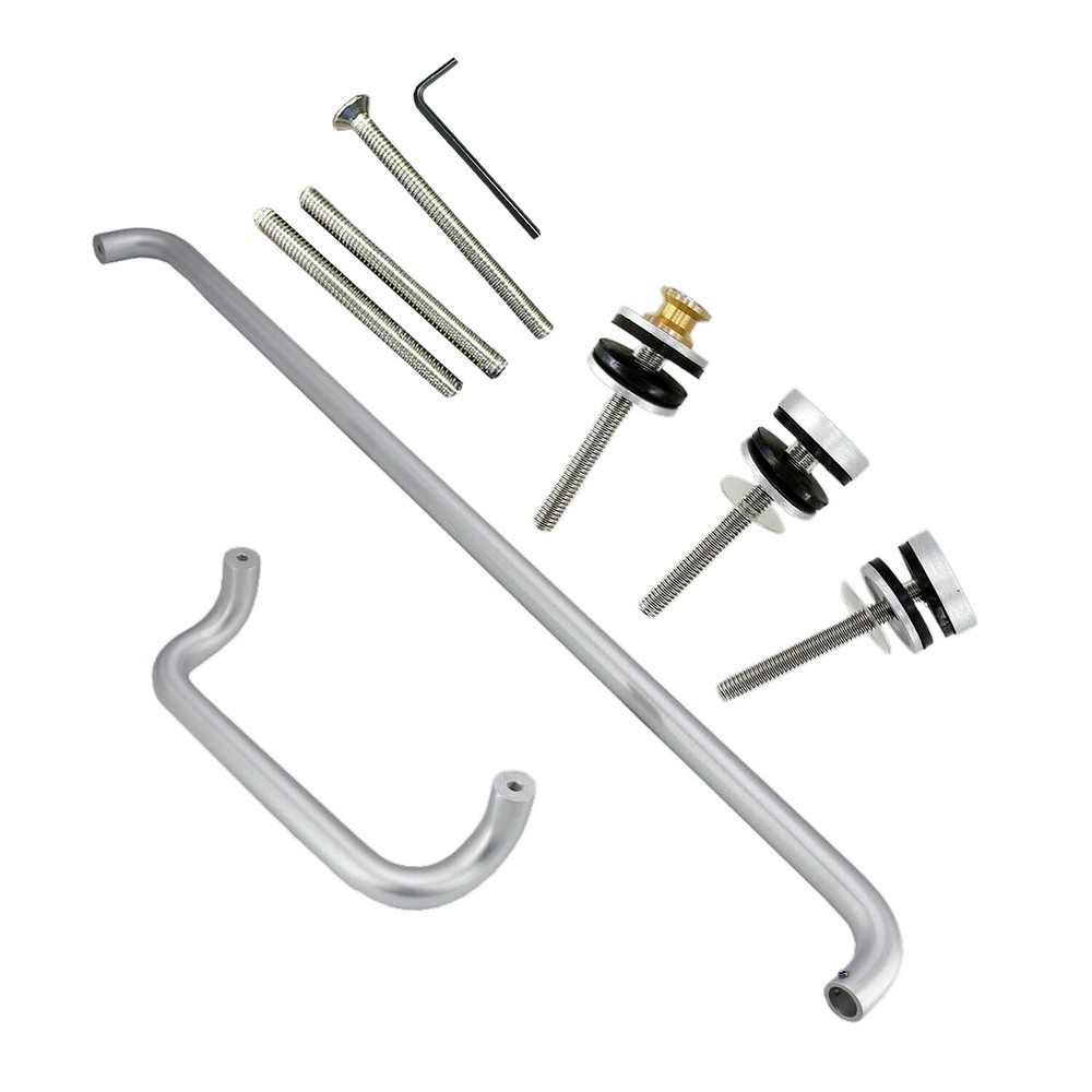 CEL Round Solid Aluminum Storefront Door Pull Handle and Push Bar Set - 12"X33"