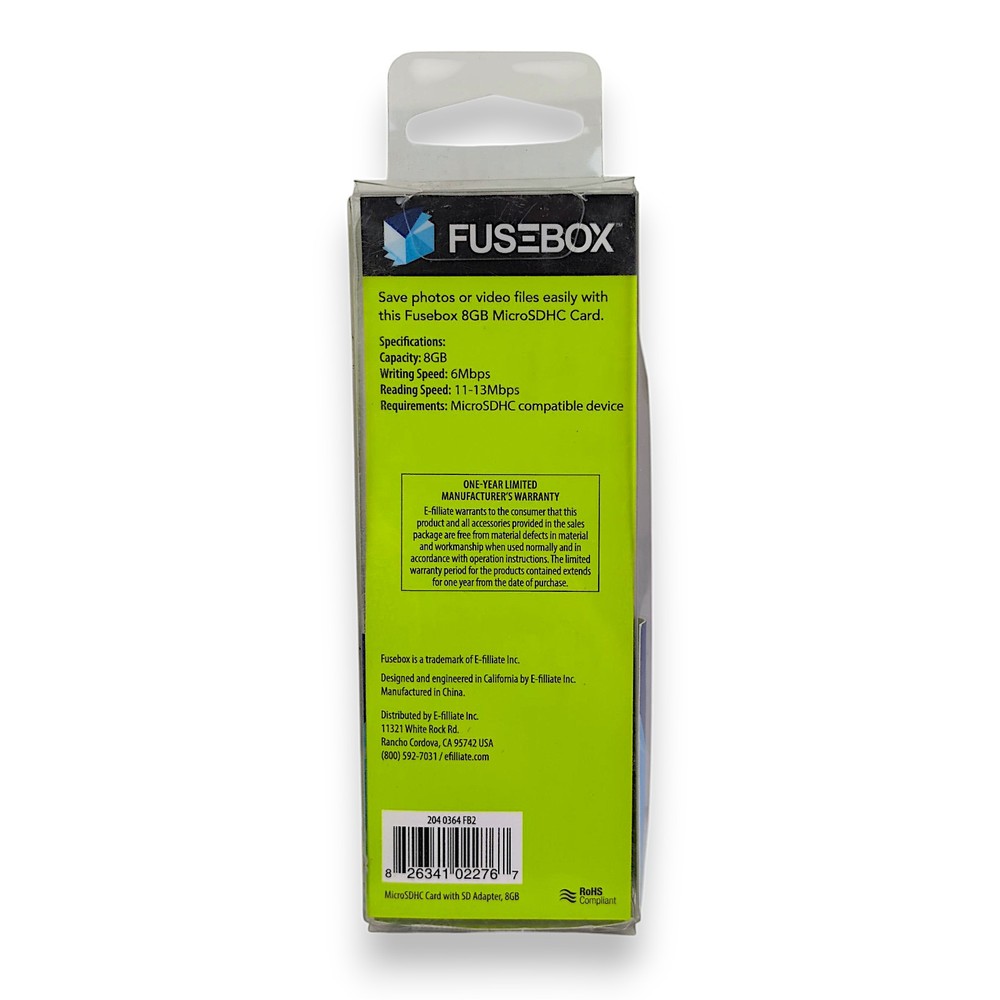Fusebox MicroSDHC Card with SD Adapter 8GB