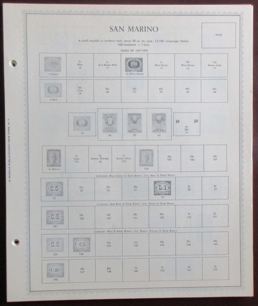 San Marino: Clean Set of Unused Minkus Supreme Global Pages to 1982
