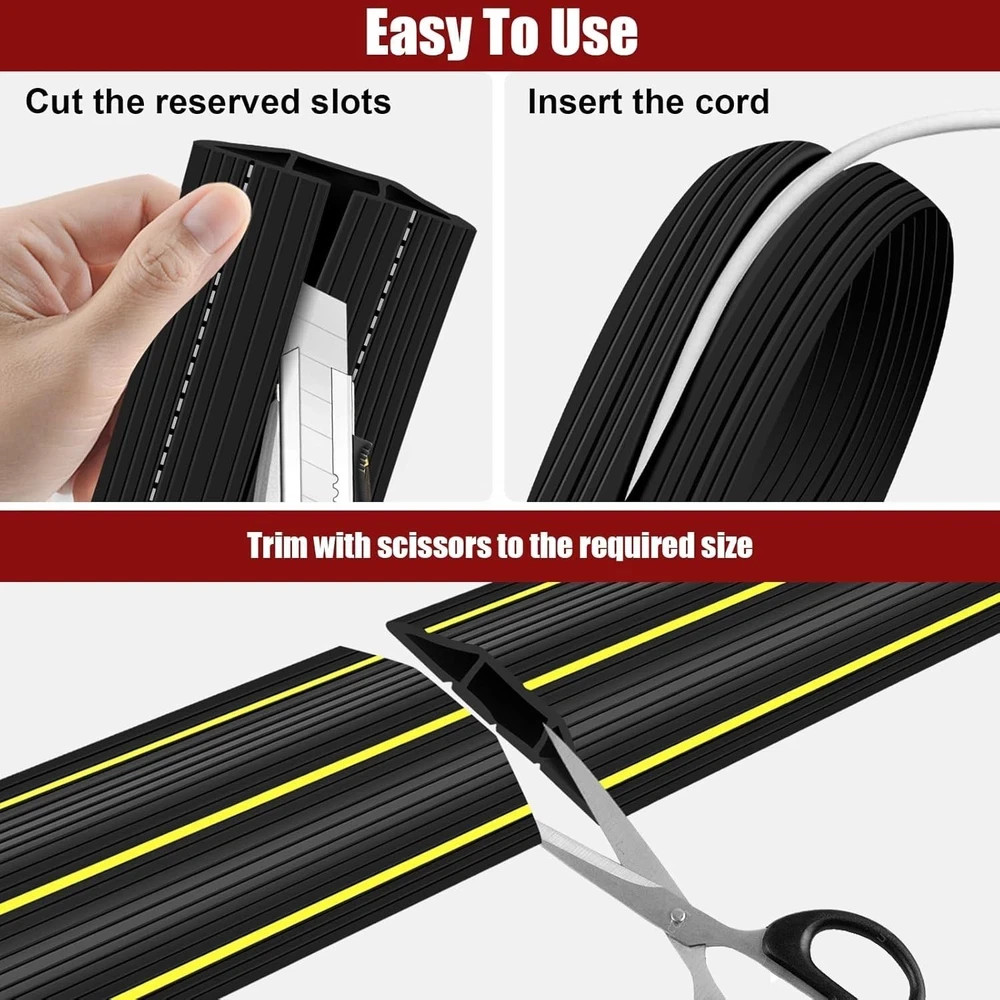 Cord Cover Floor, 3ft Heavy Duty Cable Protector, Cord Cover for Wires on Flo...