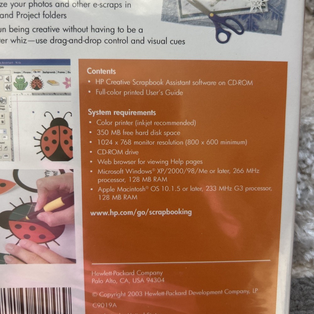 HP Creative Scrapbook Assistant CD ROM Software WIN XP/2000/98 Mac OS Free Ship