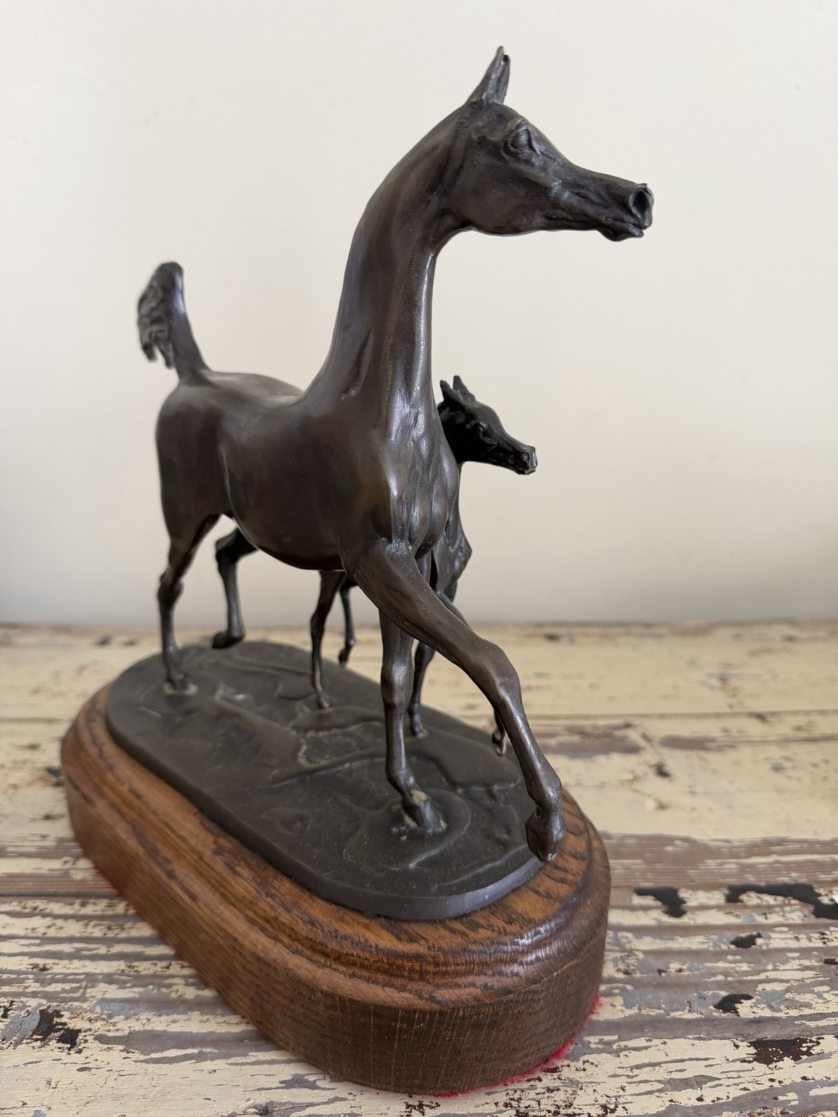 JILL McKINNEY 2005 Arabian Mare & Foal Bronze Horse Sculpture Dressage Trophy
