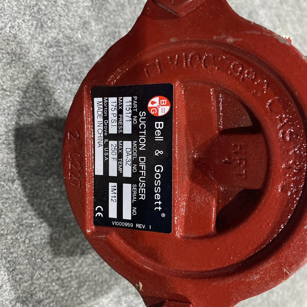 BELL & GOSSETT 115171 DA-3Z Suction Diffuser Plus 3" x 1.5" Threaded