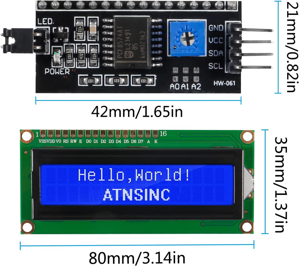 4-Pack 1602 LCD Display Module I2C Blue Screen Backlight 16X2 Character IIC Seri