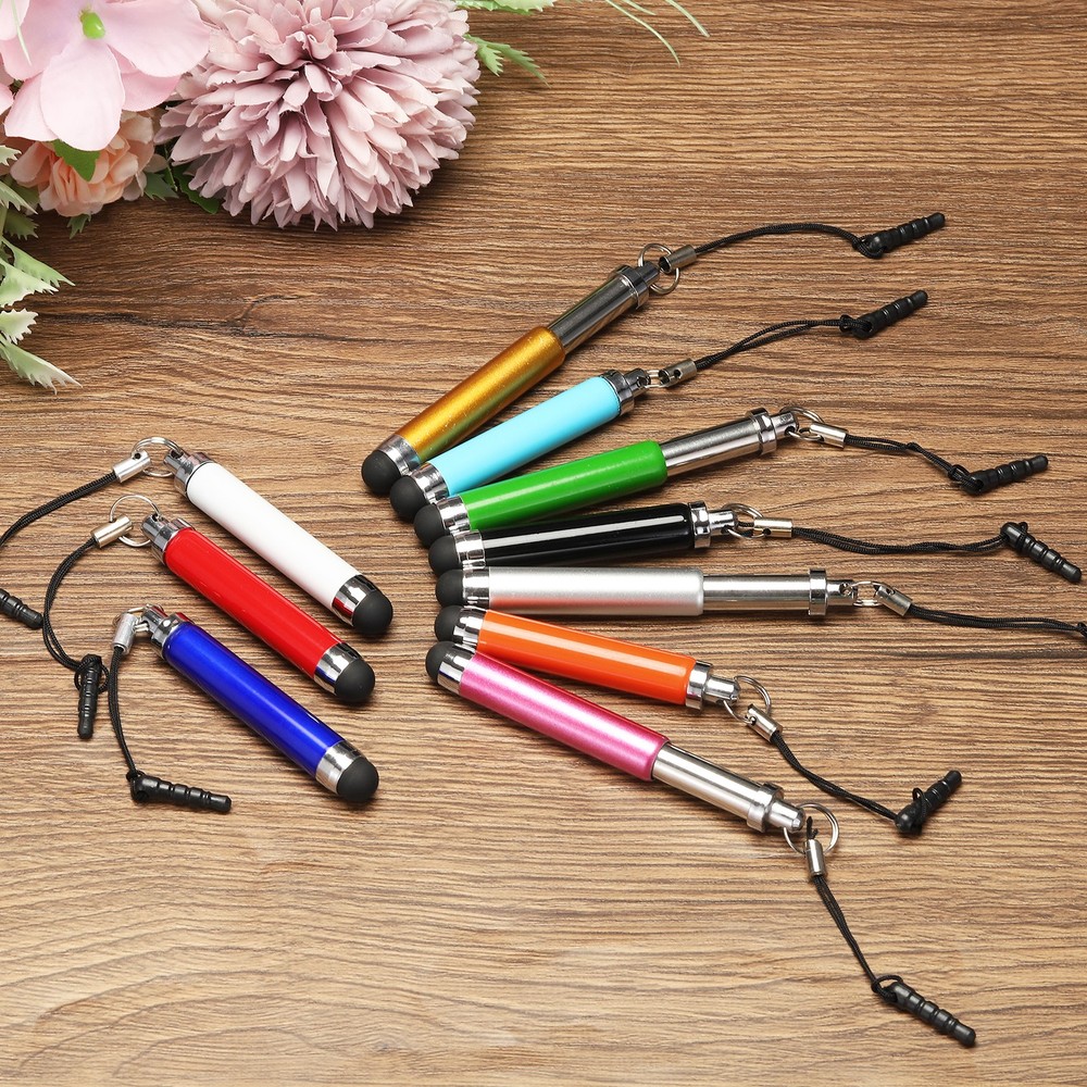 5pcs Metallic Stylus Pen Retractable Capacitive Pens, White