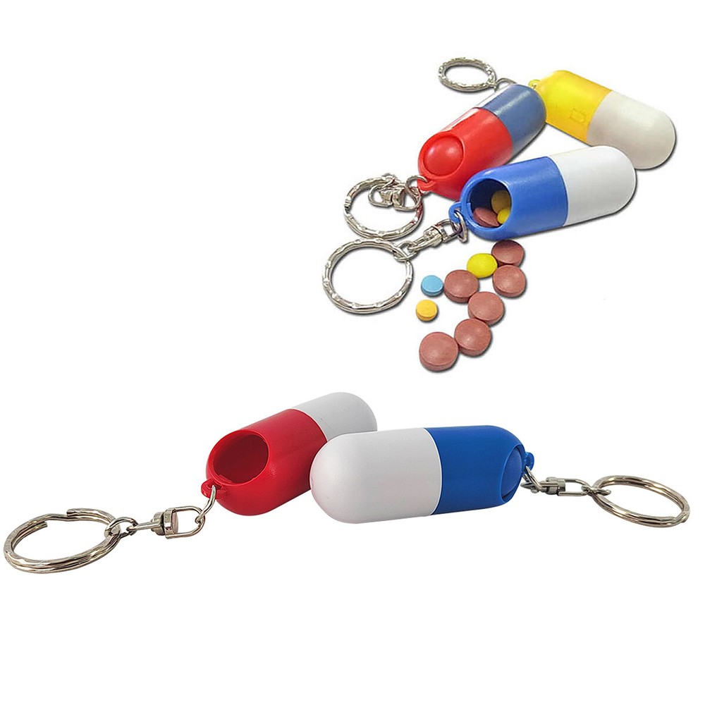 6pcs Pill Case Keychain Pill Boxes Capsule Shape Waterproof Pill Box
