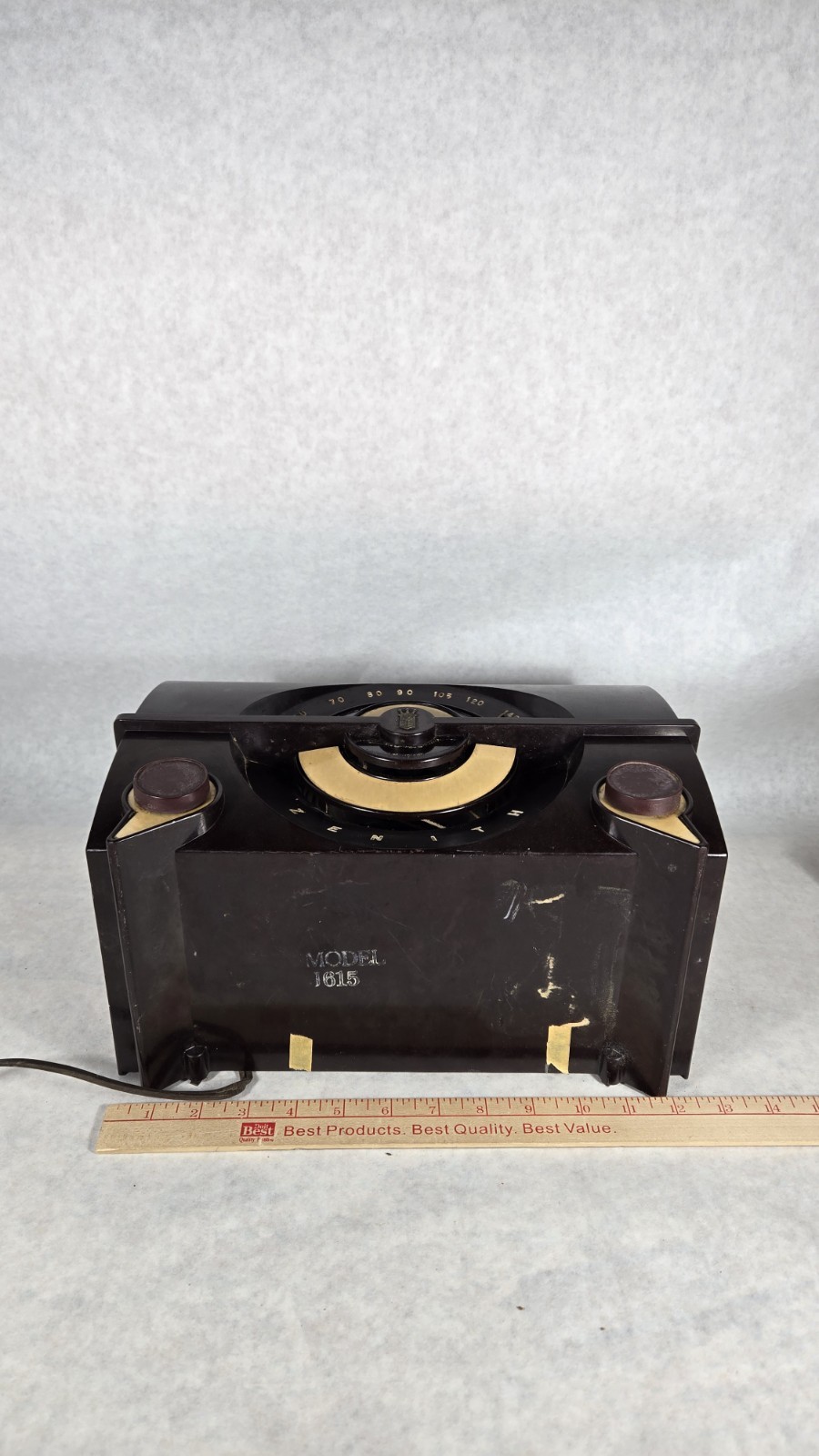 Vintage MCM Zenith Model J615 AM Tabletop Tube Radio POWERS ON/PARTS See Photos