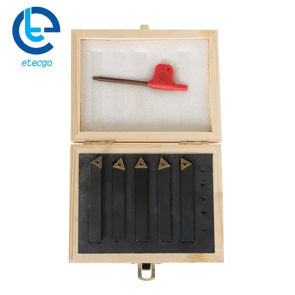 Carbide Indexable Turning Tool Bit With Carbide Inserts 5 PACK 3/8"