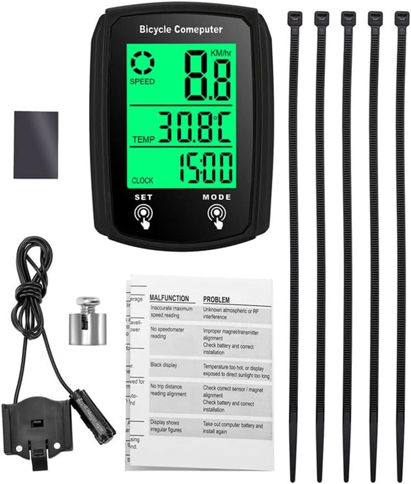 Waterproof Wired LCD Digital Cycle Bike Computer Bicycle Speedometer Odometer US