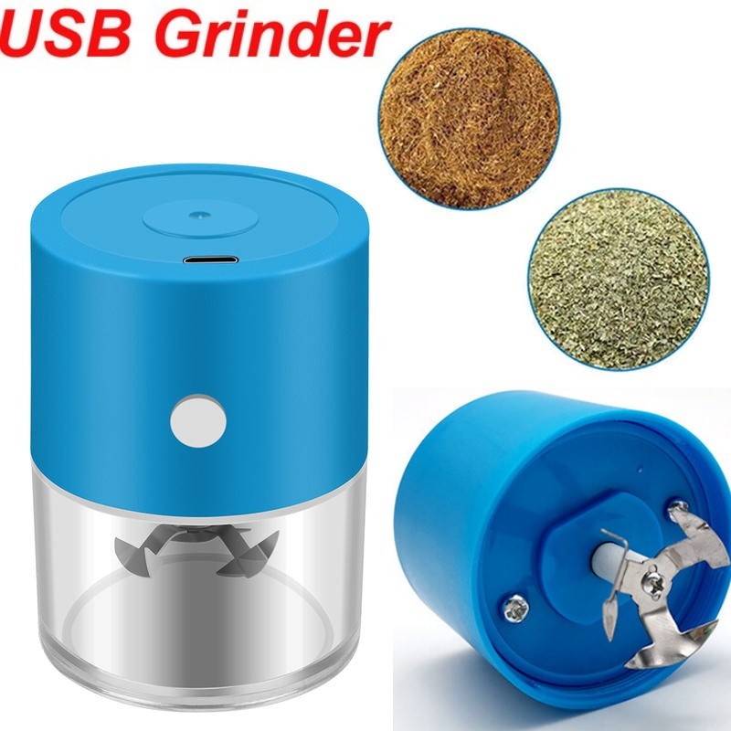 Electric Portable Auto Herb Grinding Crusher Machine / Rechargeable/USB-Blue