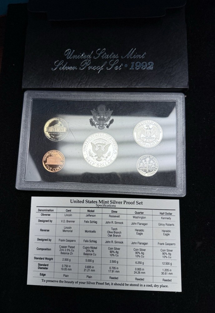 1992 United States Mint Silver Proof Set.