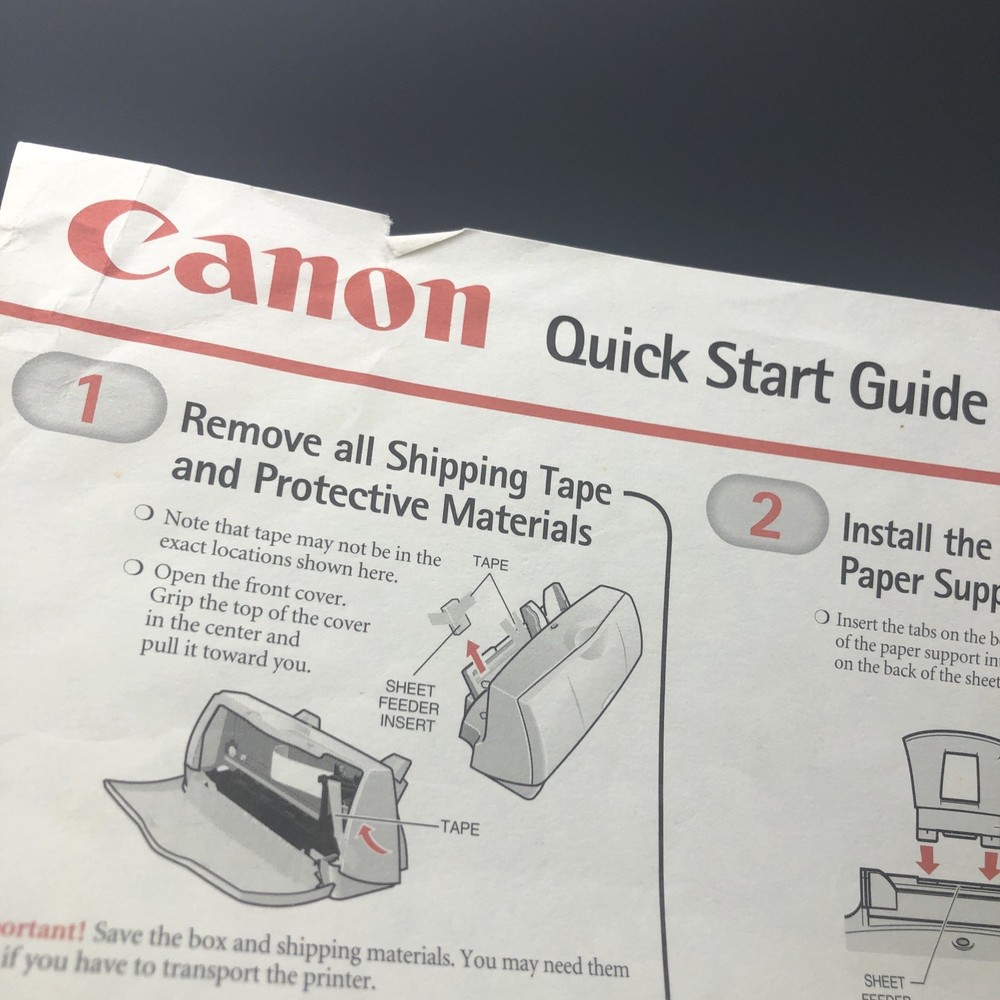 Canon Bubble Jet Printer BJC-1000 User's Manual 1999 Plus Quick Start Guide