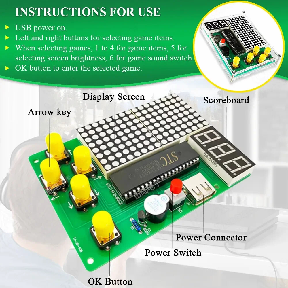 DIY Pixel Game Maker Electronics DIY Kit Soldering Project Learning Assembly