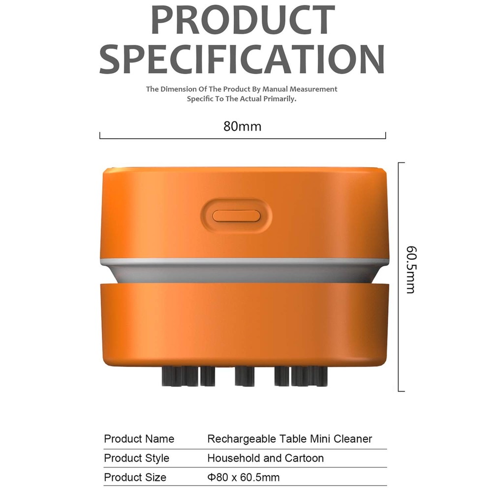 ODISTAR Desktop Vacuum cleaner,Mini table dust sweeper Energy Orange