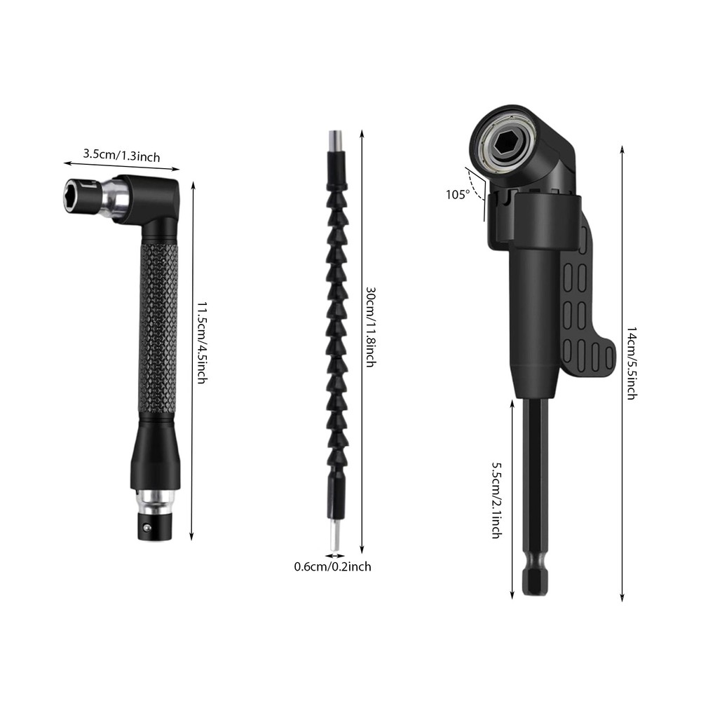 105 Degree Right Angle Drill Socket Adapter Flexible Shaft Extension Bit Drivers