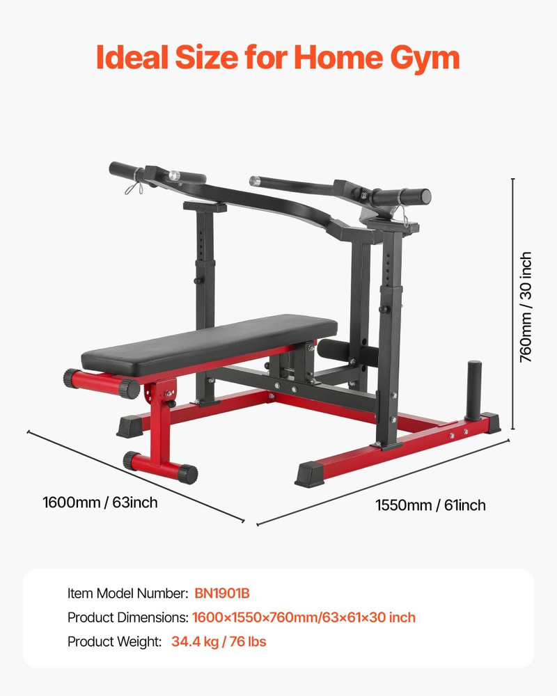 Chest Press Machine, Bench Press Set, Adjustable Flat Incline Bench with Indepen