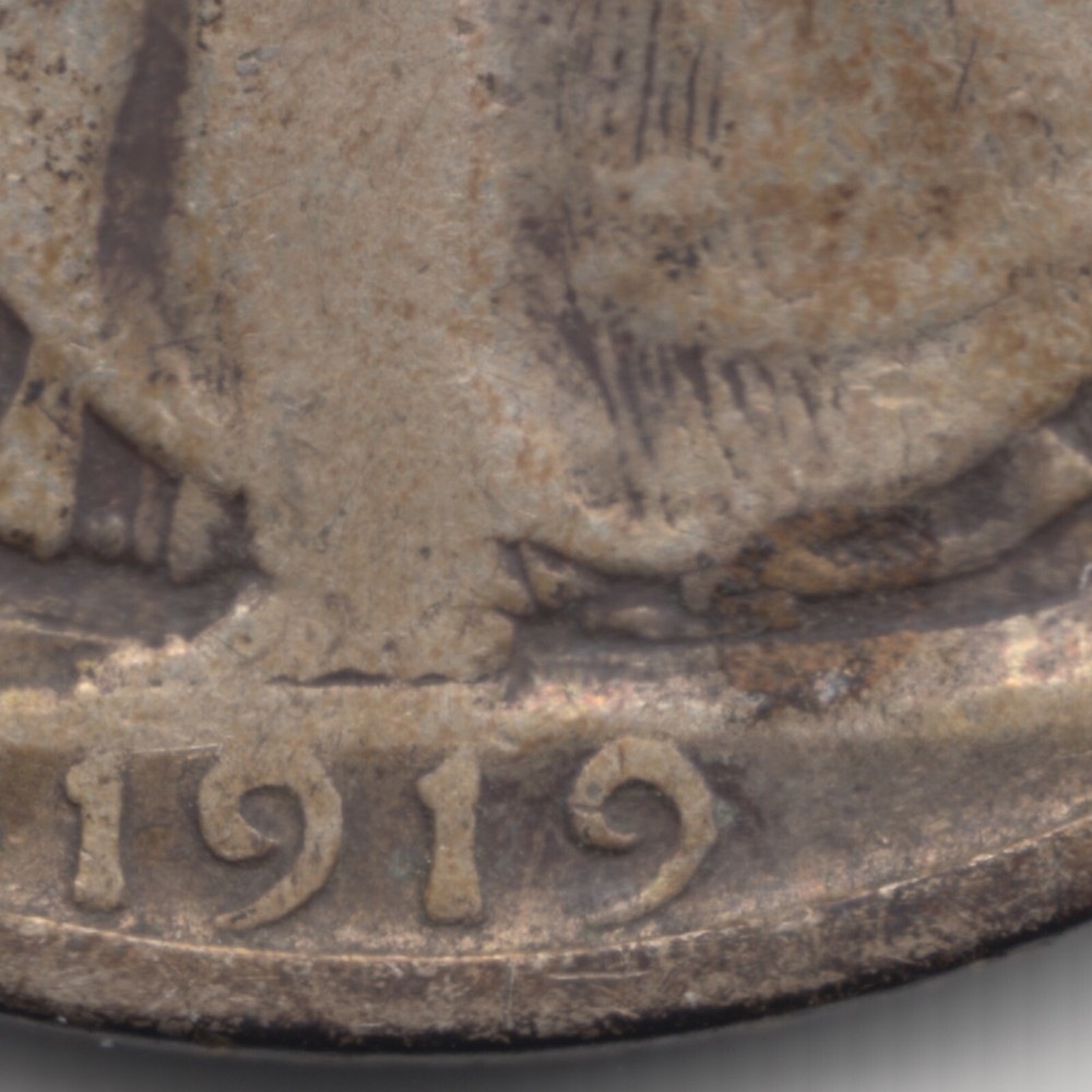 1919 D Walking Liberty Half Dollar, F