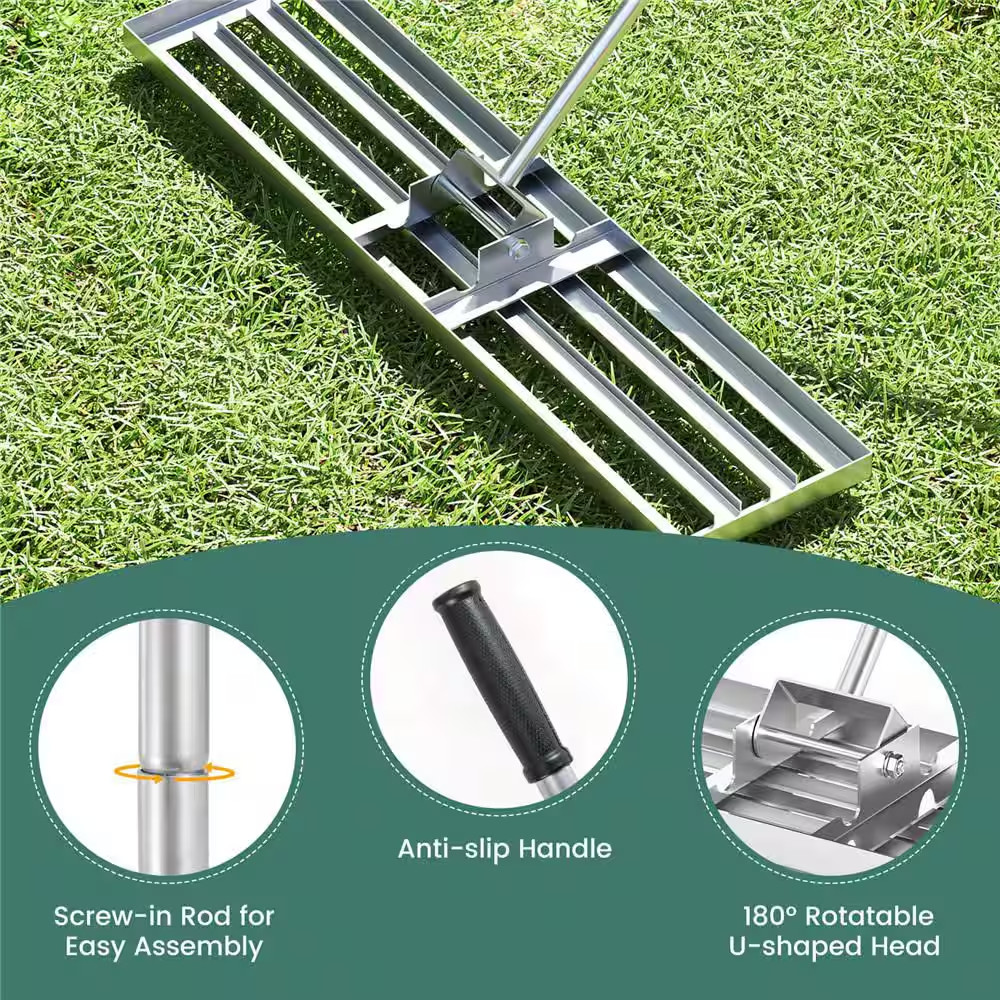Lawn Leveling Rake 67 In. X 42 In. X 10 In. Heavy Duty Level Lawn Tool for Garde