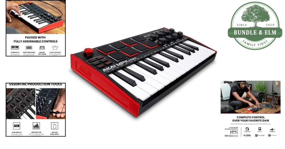 Portable MIDI Keyboard Controller with 25 Keys and Integrated Effects