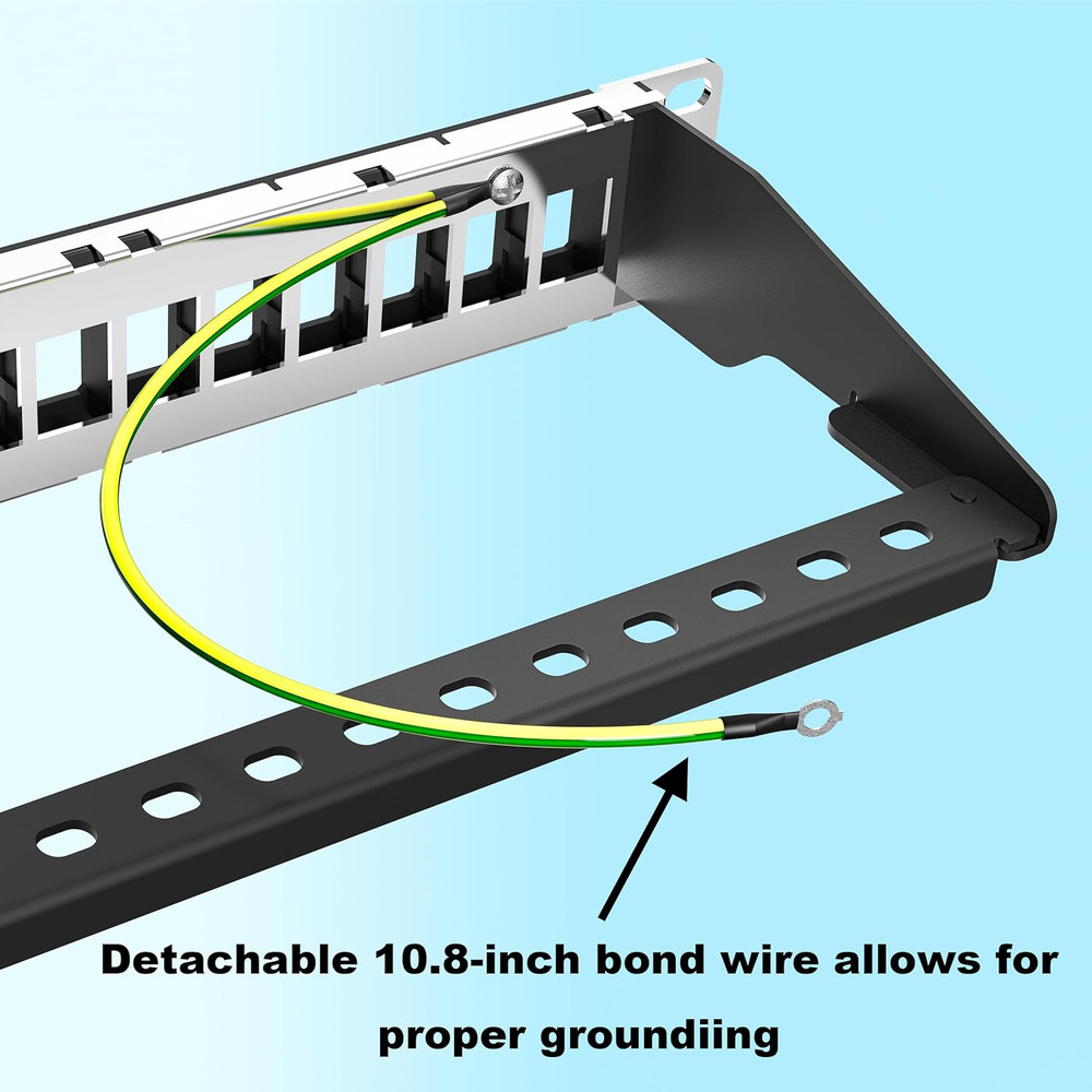 19” 1U Shielded Blank Patch Panel 24-Port Rack Mount Keystone Panel Cat6/Cat6A