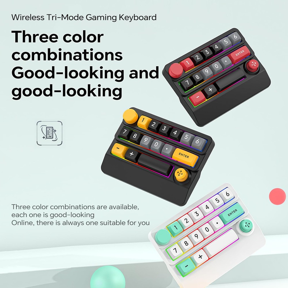 W909 Wireless RGB Mechanical Numeric Keypad, Hot-Swappable, Macro-Programmabl...