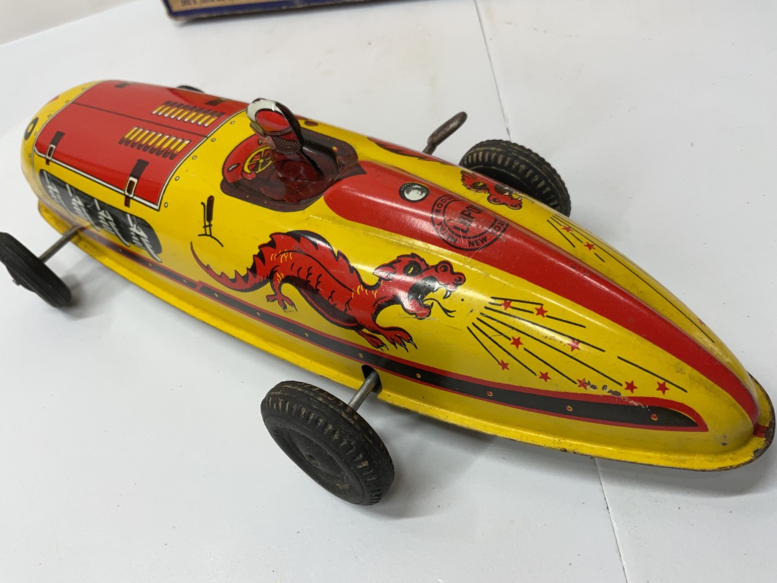 VINTAGE LUPOR TIN WINDUP RACER WITH ORIGINAL BOX