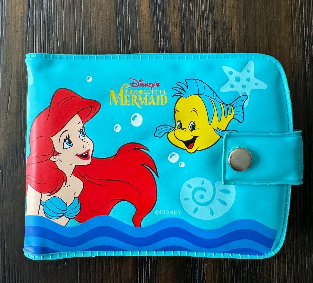 Vintage Disney The Little Mermaid Ariel And Floun Wallet Vinyl Change Purse
