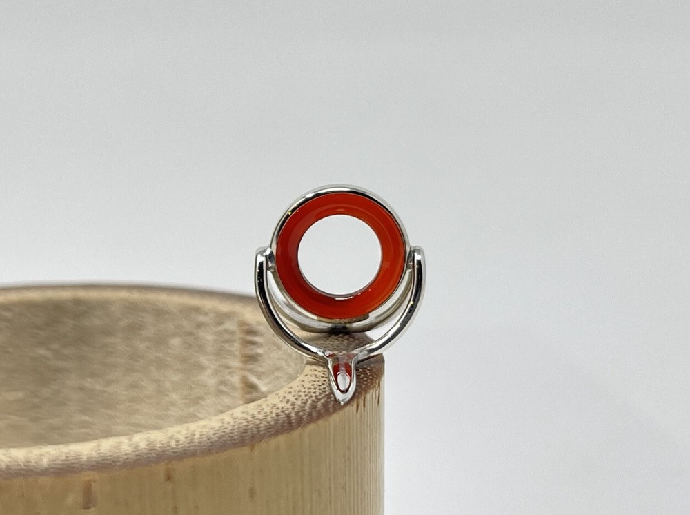 10mm Red Agate Fly Rod Stripping Guide / Bright Nickel Silver Frame