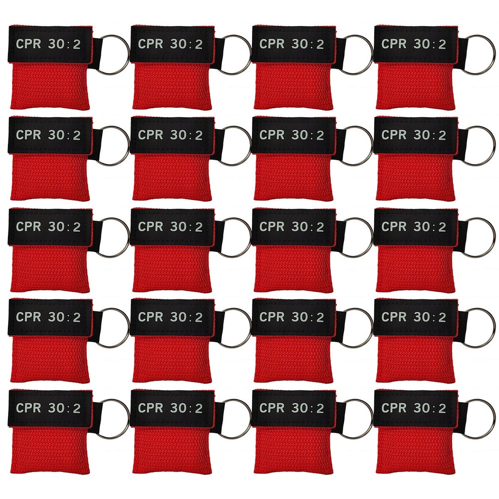 1000pcs CPR Mask 30:2 Face Shield Keyring Emergency Kit CPR Face Shields Red