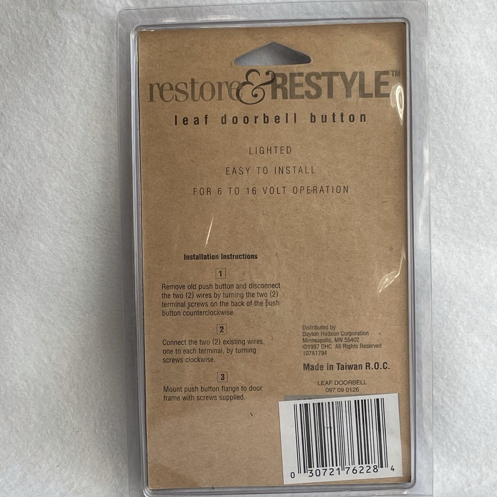 Leaf Shape Classic Exteriors Restore & Restyle Doorbell Push Button