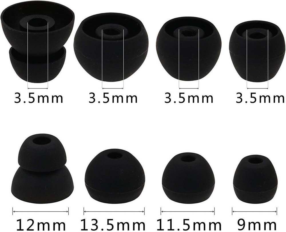 ALXCD Replacement Eartips Silicone Earbuds Buds Set Compatible with Black